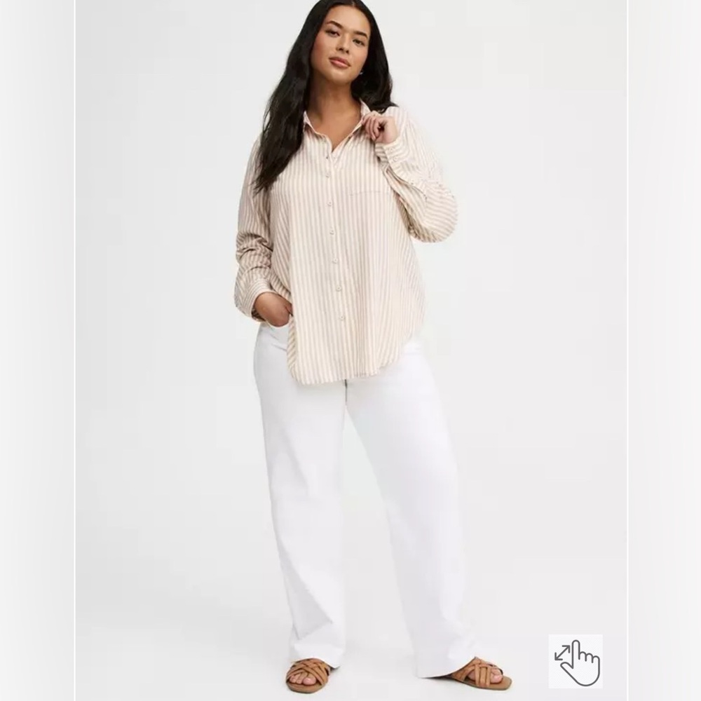 NWT Torrid Lizzie Button-Up Long Sleeve Striped Shirt sz1